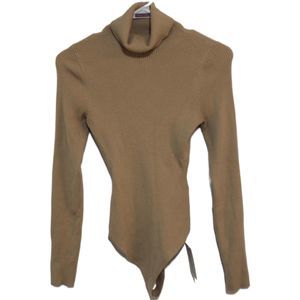 Womens Abercrombie & Fitch Soft AF Tan Long Sleeve Turtleneck Bodysuit Size S